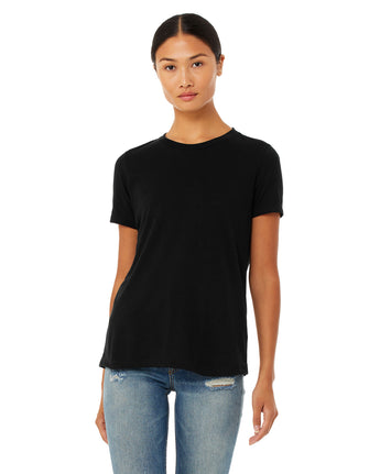 Pretreated BELLA+CANVAS 6400CVC Women's Relaxed CVC Jersey Tee - Solid Black Blend