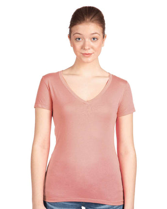 Pretreated Next Level 1540 Women's Ideal V-Neck T-Shirt - Desert Pink