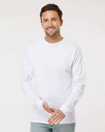 Pretreated M&O 4820 Unisex Gold Soft Touch Long Sleeve T-Shirt - White