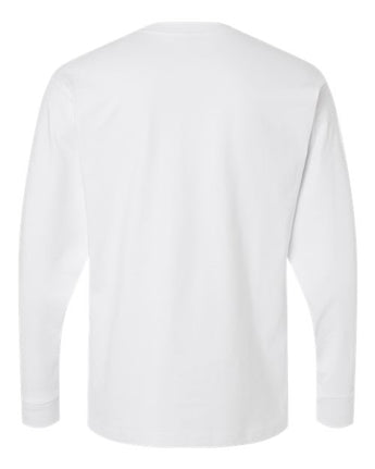 Pretreated American Apparel 9410 Unisex Super Heavyweight Long Sleeve Pocket Tee - White - Back
