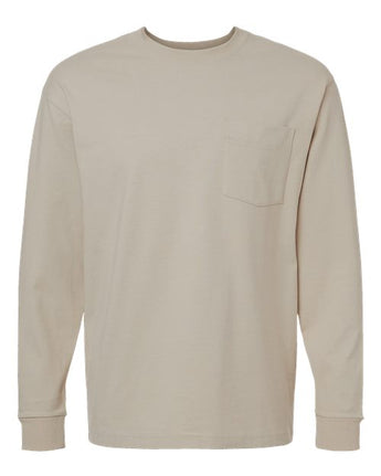 Pretreated American Apparel 9410 Unisex Super Heavyweight Long Sleeve Pocket Tee - Bone