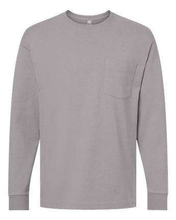 Pretreated American Apparel 9410 Unisex Super Heavyweight Long Sleeve Pocket Tee - Gravel