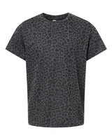 Pretreated LAT 6101 Youth Fine Jersey Tee - Black Leopard