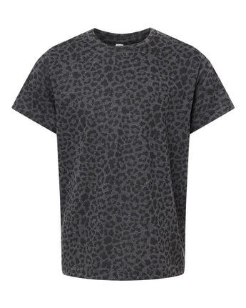 Pretreated LAT 6101 Youth Fine Jersey Tee - Black Leopard