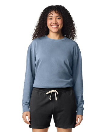 Pretreated Comfort Colors 1466 Lightweight Adult Crewneck Sweatshirt - Blue Jean