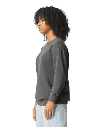 Pretreated Comfort Colors 1466 Lightweight Adult Crewneck Sweatshirt - Pepper - Side
