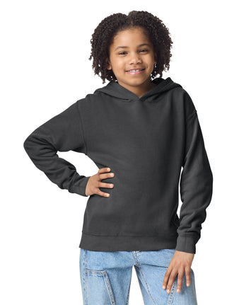 Pretreated Comfort Colors 1467Y Lightweight Youth Hooded Sweatshirt - Black