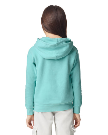 Pretreated Comfort Colors 1467Y Lightweight Youth Hooded Sweatshirt - Chalky Mint - Back