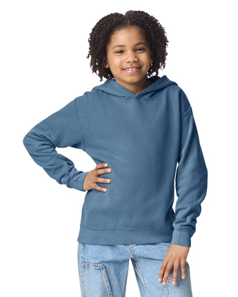 Pretreated Comfort Colors 1467Y Lightweight Youth Hooded Sweatshirt - Blue Jean