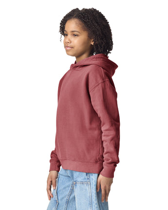 Pretreated Comfort Colors 1467Y Lightweight Youth Hooded Sweatshirt - Crimson - Side