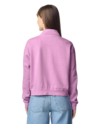 Pretreated Comfort Colors 1580L Women's Mid-Length 1/4 Zip Sweatshirt - Rose Quartz - Back
