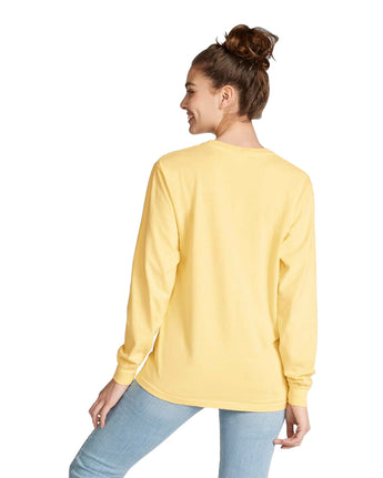 Pretreated Comfort Colors 4410 Heavyweight Adult Long Sleeve Pocket T-Shirt - Butter - Back