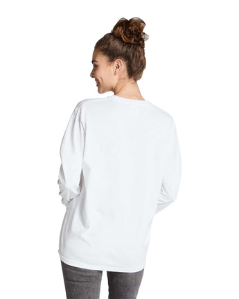 Pretreated Comfort Colors 4410 Heavyweight Adult Long Sleeve Pocket T-Shirt - White - Back