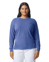 Pretreated Comfort Colors 4410 Heavyweight Adult Long Sleeve Pocket T-Shirt - Flo Blue