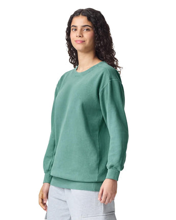 Pretreated Comfort Colors 1566 Adult Crewneck Sweatshirt - Light Green - Side
