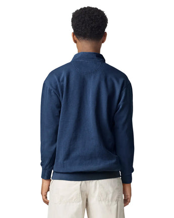 Pretreated Comfort Colors 1580 Adult 1/4 Zip Sweatshirt - True Navy - Back