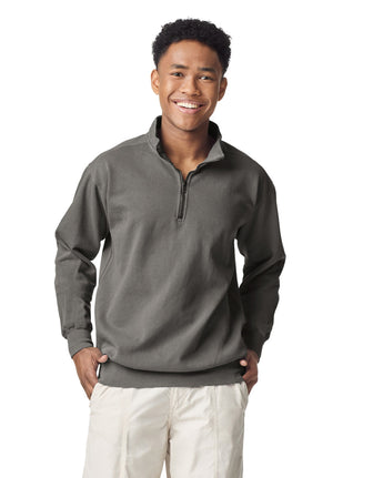 Pretreated Comfort Colors 1580 Adult 1/4 Zip Sweatshirt - Grey