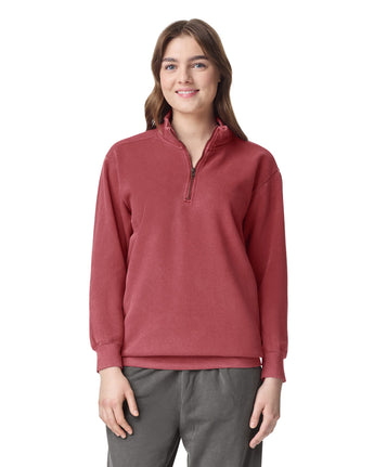 Pretreated Comfort Colors 1580 Adult 1/4 Zip Sweatshirt - Crimson