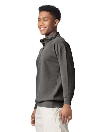 Pretreated Comfort Colors 1580 Adult 1/4 Zip Sweatshirt - Pepper - Side