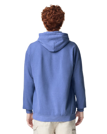Pretreated Comfort Colors 1567 Adult Hooded Sweatshirt - Flo Blue - Back