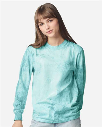 Pretreated Comfort Colors 6045 Unisex Colorblast Long Sleeve T-Shirt - Seaglass