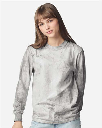 Pretreated Comfort Colors 6045 Unisex Colorblast Long Sleeve T-Shirt - Smoke