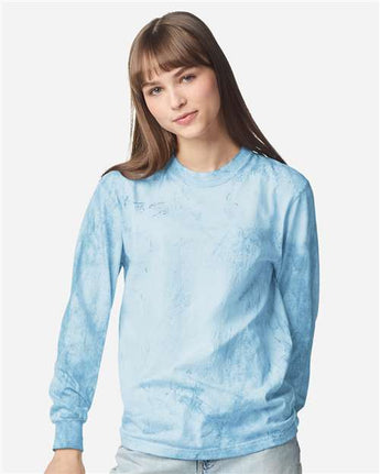 Pretreated Comfort Colors 6045 Unisex Colorblast Long Sleeve T-Shirt - Fiji Blue