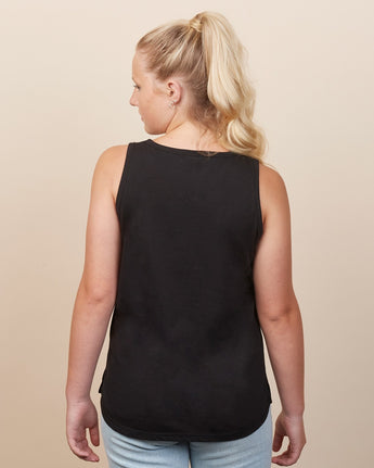 Pretreated Enza 00579 Ladies Essential Relaxed Tank - Black - Back