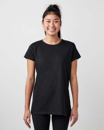 Pretreated Enza 02479 Ladies Essential Relaxed Crew - Black