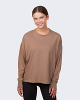 Pretreated Enza 14379 Ladies Essential Boxy Long Sleeve Tee - Brown Sugar