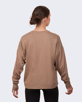 Pretreated Enza 14379 Ladies Essential Boxy Long Sleeve Tee - Brown Sugar - Back