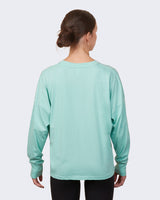 Pretreated Enza 14379 Ladies Essential Boxy Long Sleeve Tee - Faded Seaglass - Back