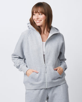 Pretreated Enza 30579 Ladies Relaxed Full Zip Hoodie - Athletic Heather