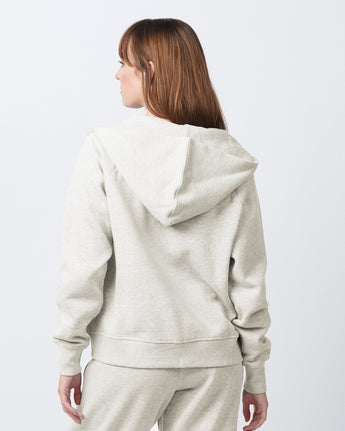 Pretreated Enza 30579 Ladies Relaxed Full Zip Hoodie - Oatmeal Heather - Back