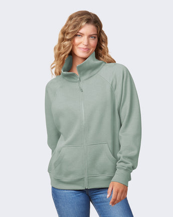 Pretreated Enza 31579 Ladies Relaxed Full Zip Fleece - Greenstone