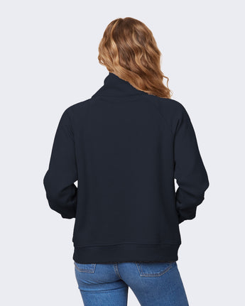 Pretreated Enza 31579 Ladies Relaxed Full Zip Fleece - Navy - Back