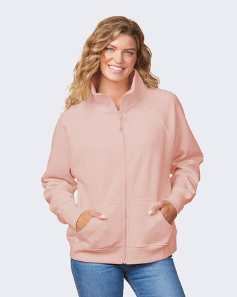 Pretreated Enza 31579 Ladies Relaxed Full Zip Fleece - Silver Pink