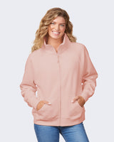 Pretreated Enza 31579 Ladies Relaxed Full Zip Fleece - Silver Pink