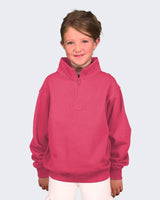 Pretreated Enza 31679 Youth Quarter Zip - Hot Pink