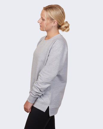 Pretreated Enza 32579 Ladies Midweight PFC Pullover Crew - Athletic Heather - Side