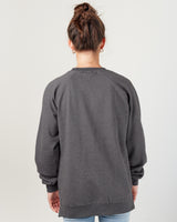 Pretreated Enza 32579 Ladies Midweight PFC Pullover Crew - Dark Heather - Back