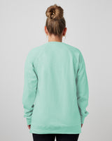 Pretreated Enza 32579 Ladies Midweight PFC Pullover Crew - Faded Seaglass - Back