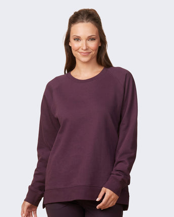 Pretreated Enza 32579 Ladies Midweight PFC Pullover Crew - Midnight Plum