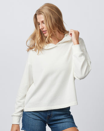 Pretreated Enza 40579 Ladies Boxy Beach Fleece Hoodie - Bleached Linen