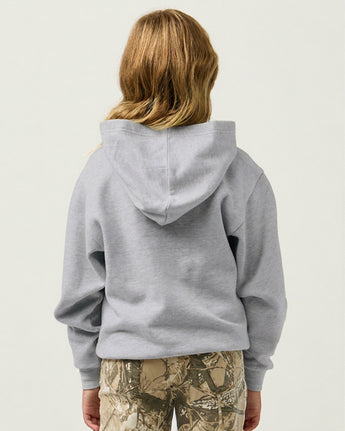 Pretreated Enza 90179 Youth Classic Fleece Hoodie - Athletic Heather - Back