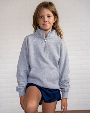 Pretreated Enza 91179 Youth Boxy Half Zip Fleece - Athletic Heather