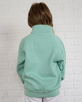 Pretreated Enza 91179 Youth Boxy Half Zip Fleece - Faded Seaglass - Back