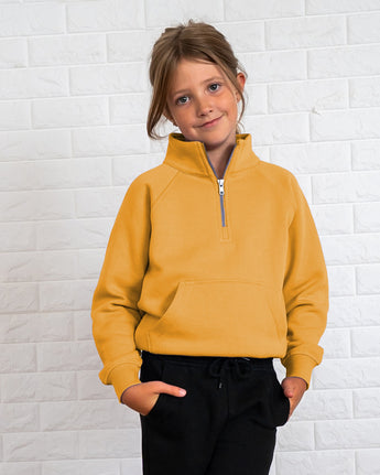 Pretreated Enza 91179 Youth Boxy Half Zip Fleece - Mango Dream