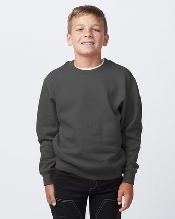 Pretreated Enza 96279 Youth Fleece Crew - Asphalt