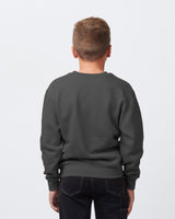 Pretreated Enza 96279 Youth Fleece Crew - Asphalt - Back